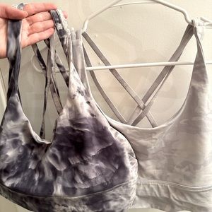 Lululemon Energy Bra Longline tie dye and white camo med support B/C Cup size 12